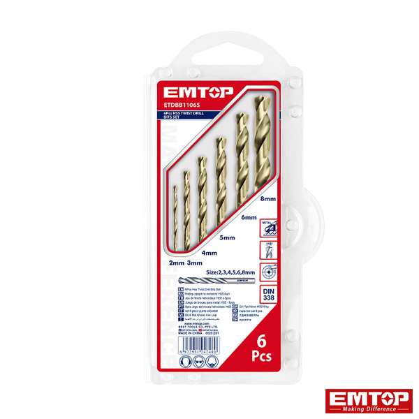 EmTop HSS Twist Dill Bits 6pcs Set