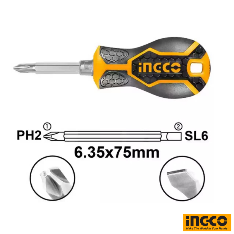 INGCO Phillips & Slotted Screwdriver - 75mm