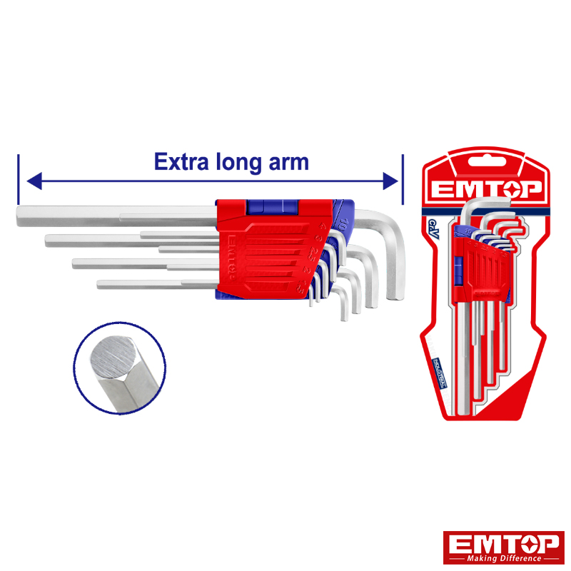 EmTop Hex Allen Key Set - Extra Long Arm