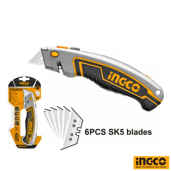 INGCO Utility Knife with 6Pcs Blades