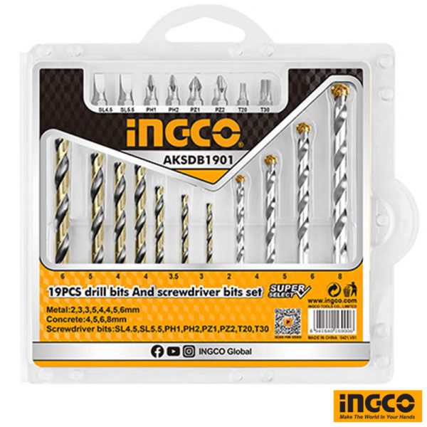 INGCO Drill Bit  & Screwdriver Bit Set - 19 Pcs