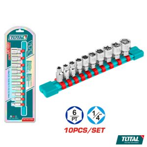 TOTAL 1/4" Socket 10Pcs Set (5-14mm)