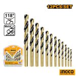 INGCO 12 PCs HSS Twist Drill Bits Set