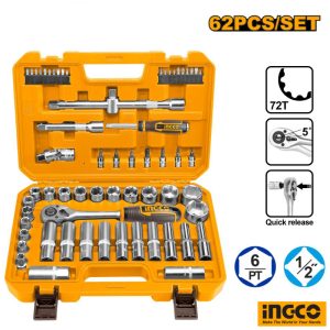 INGCO 62 PCs 1/2" Socket Tool Set Box