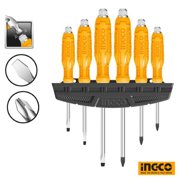 INGCO 6PCs Go-Through Screwdriver Set