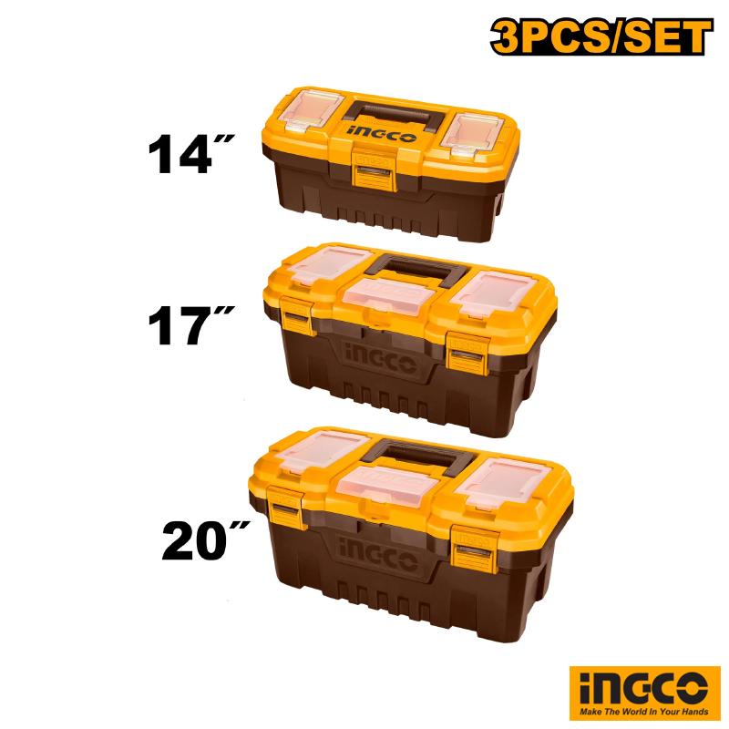 INGCO 3PCs Plastic Tool Box Set