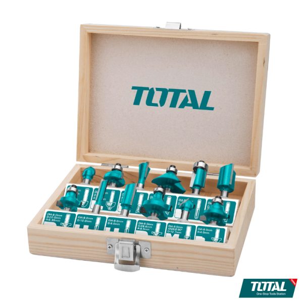 TOTAL 12 Pcs Router Bits Set 12mm