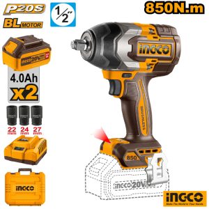 INGCO Codless Impact Wrench 850Nm + 2x 4Ah Battery