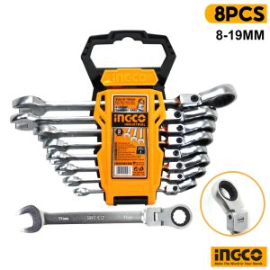 INGCO 8 Pcs Flexible Ratchet Spanner Set