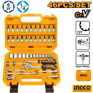 INGCO 46 Pcs 1/4" Socket Tool Set