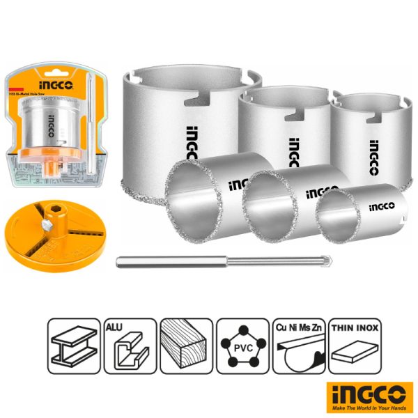 INGCO 6pcs Carbide Gritted Hole Saw Set