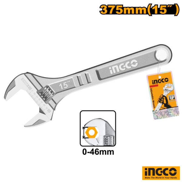 INGCO Adjustable Wrench 375mm - 15"