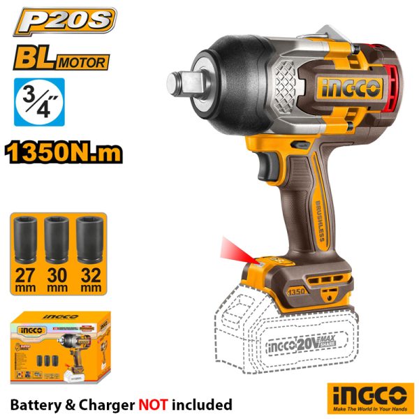 INGCO Cordless Impact Wrench 1350Nm