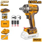 INGCO Cordless Impact Wrench 230Nm (2x Battery)