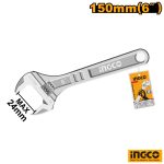 INGCO Wide Opening Adjustable Wrench 6" 150mm