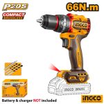 INGCO Cordless Brushless Drill 66Nm 20V
