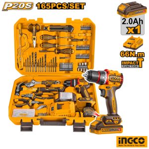 INGCO Cordless Drill & 165 Tool Set