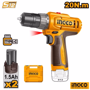 INGCO Cordless Drill 12V (2x Battery)