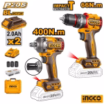 INGCO Cordless Drill & Impact Wrench Combo Kit