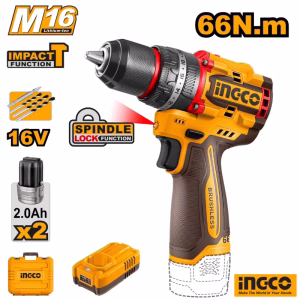 INGCO Cordless BL Impact Drill 16V (2x Battery)