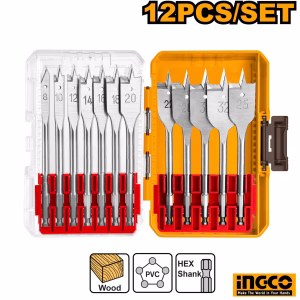 INGCO 12Pcs Flat Wood Drill Bit Set (8-32mm)
