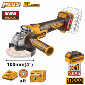 INGCO Cordless Angle Grinder 900W (4.0 Ah Battery)