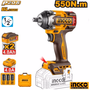 INGCO Cordless Impact Wrench 550Nm (2x 4.0Ah Battery)