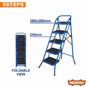 WADFOW Steel Step Ladder (Blue) - 5 Steps