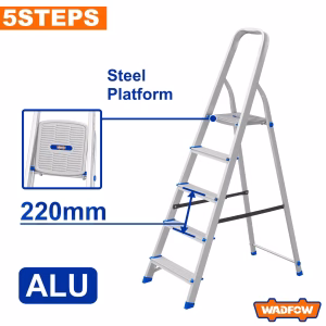 WADFOW Step Ladder Aluminum - 5 Steps