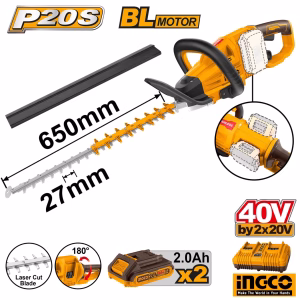 INGCO Cordless Hedge Trimmer 40V (2x20V Battery)