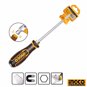 INGCO Slotted (Flat) Go Through Screwdriver 200mm